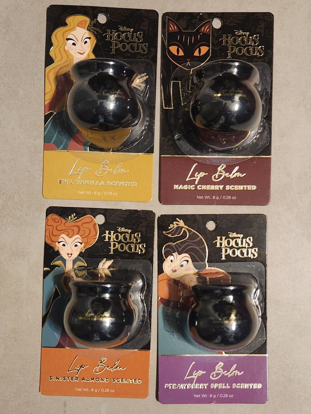 Disney Hocus Pocus Sanderson Sisters Cauldron Lip Balm Set Of 4 NIP